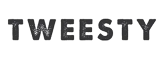 Tweesty logo with 3D chrome effect, showcasing modern and sleek typography.